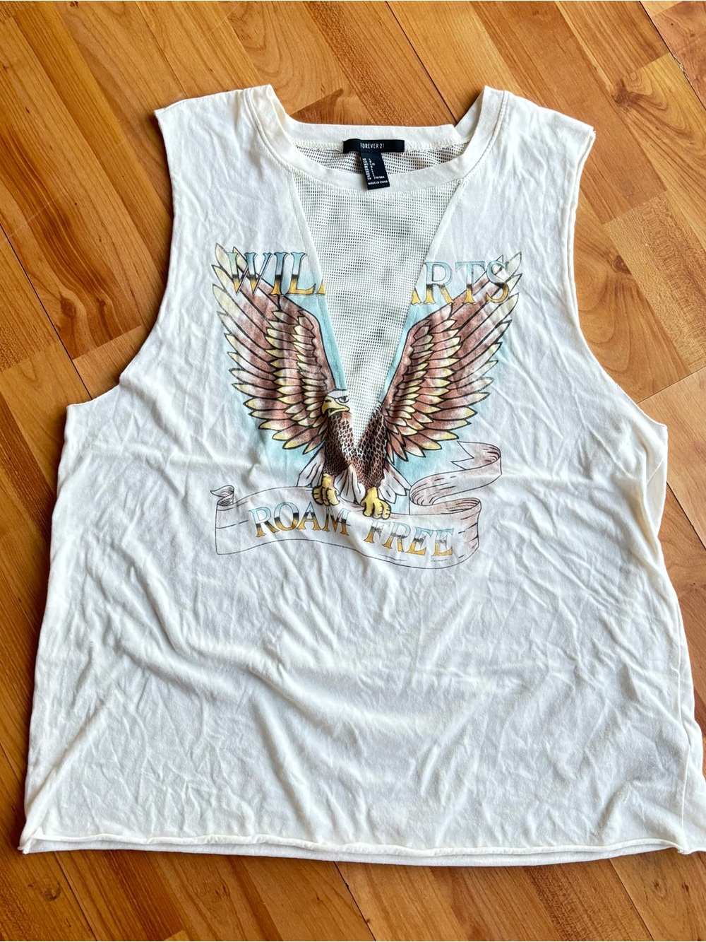 Forever 21 White Eagle Graphic Muscle Tank